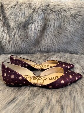 Sam Edelman Women's Pointed D'Orsay Flats - Plum Floral Size 8.5